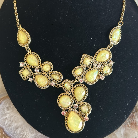 Soft Yellow Iridescent Bauble Statement Necklace-Boutique - Picture 5 of 6